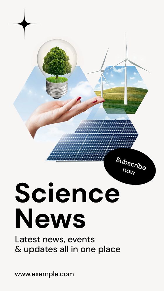 Science news Facebook story template, editable design