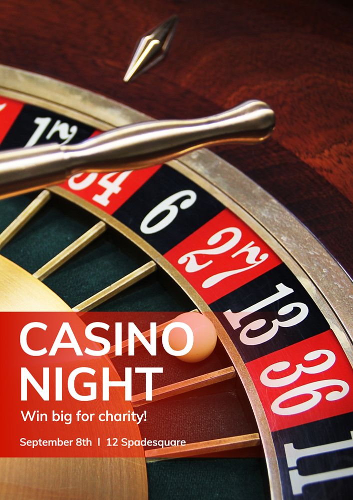 Charity casino night  poster template, editable text and design