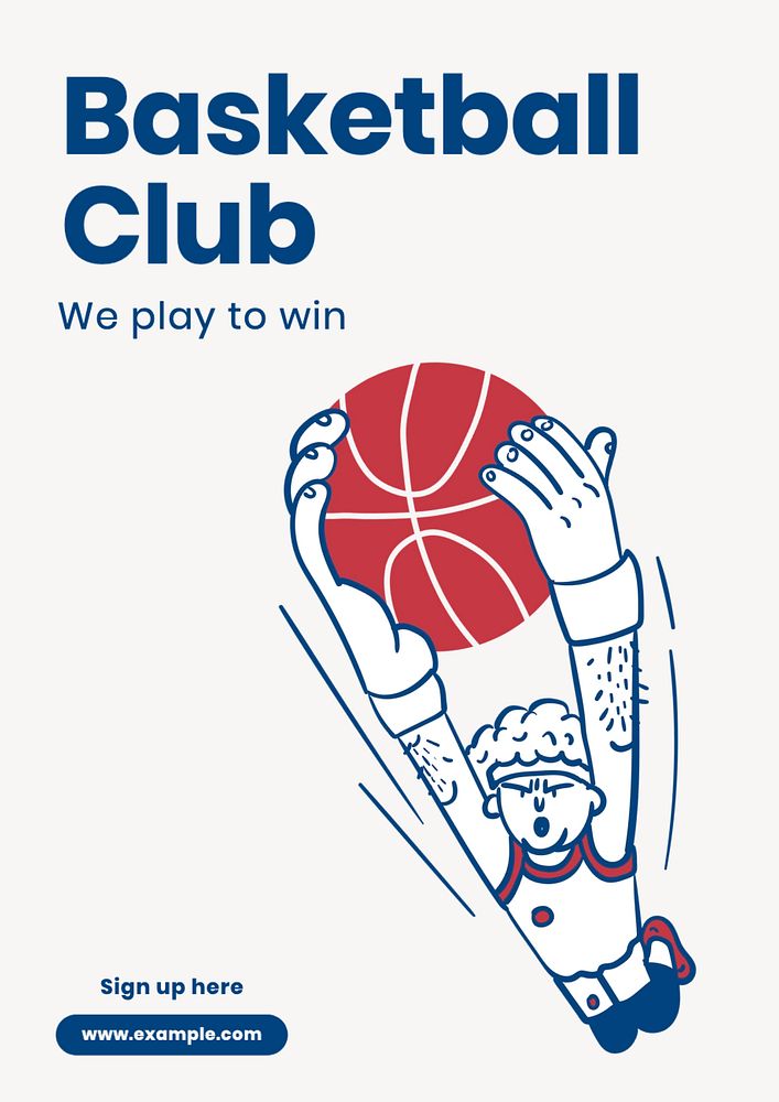 Basketball club poster template, editable text and design