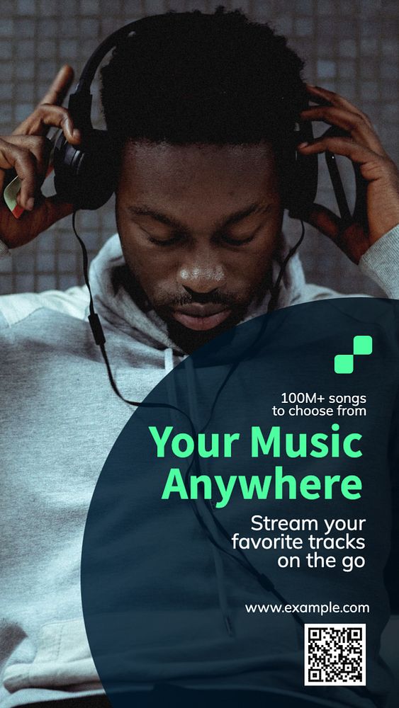 Music streaming  Instagram story template, editable text