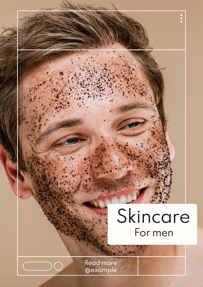 Men's skincare  poster template, editable text and design