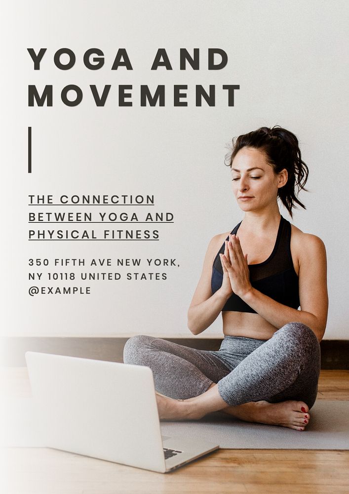 Yoga and movement  poster template, editable text and design