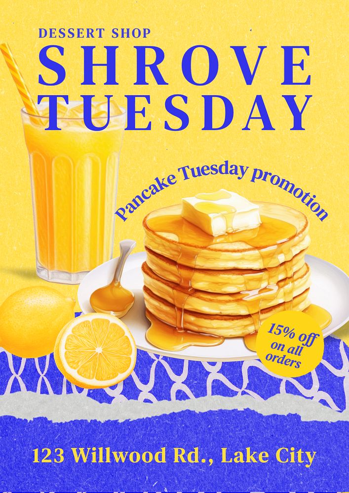 Shrove Tuesday poster template, editable text and design