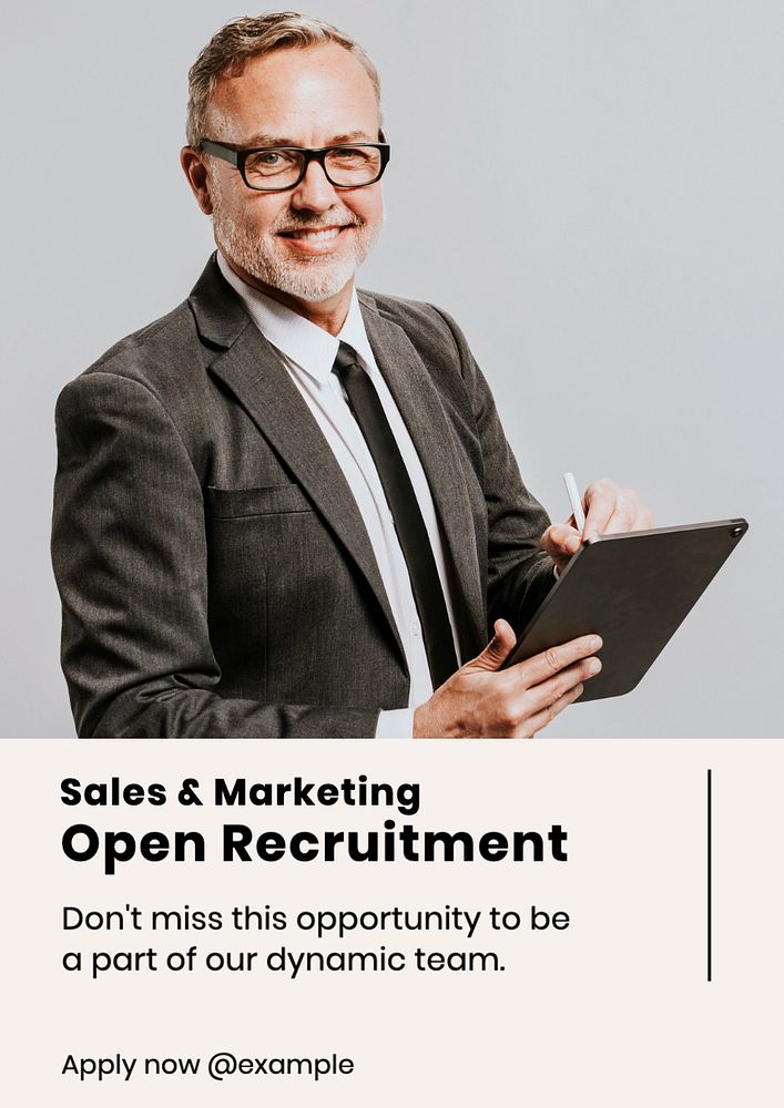 Open recruitment  poster template, editable text and design