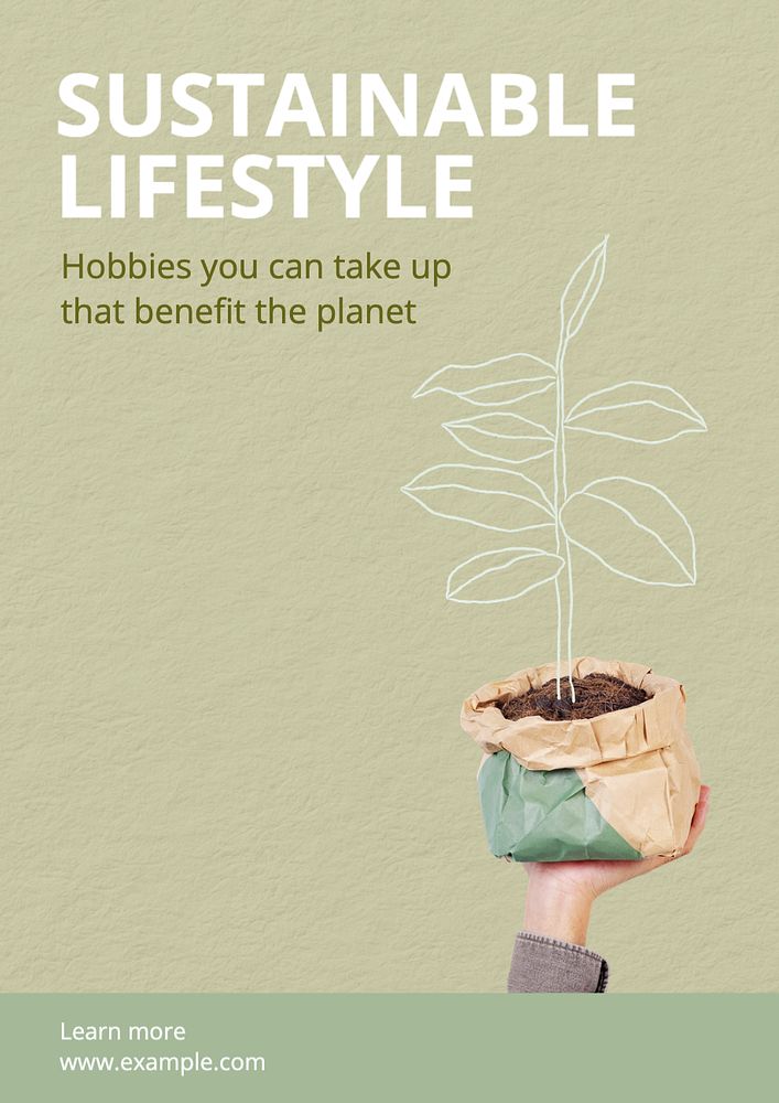 Sustainable lifestyle poster template, editable text and design