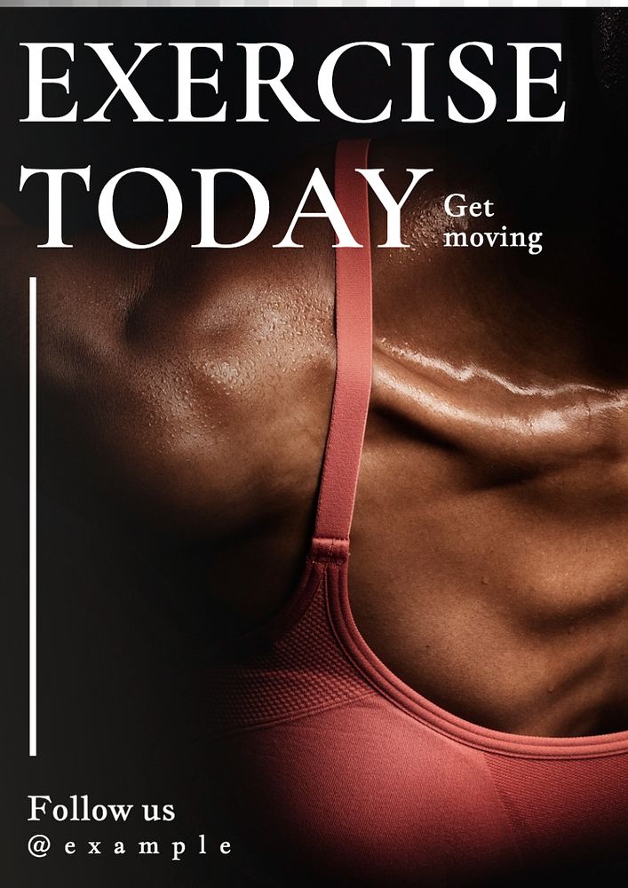 Exercise today  poster template, editable text and design