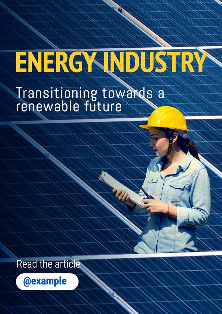 Energy industry  poster template, editable text and design