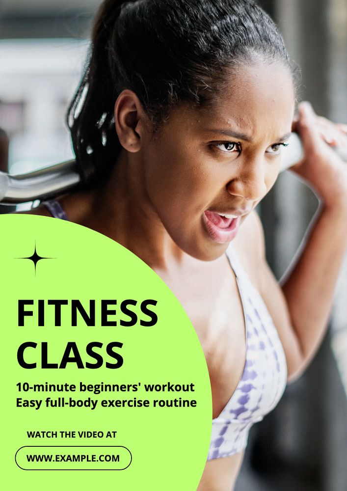 Fitness class  poster template, editable text and design