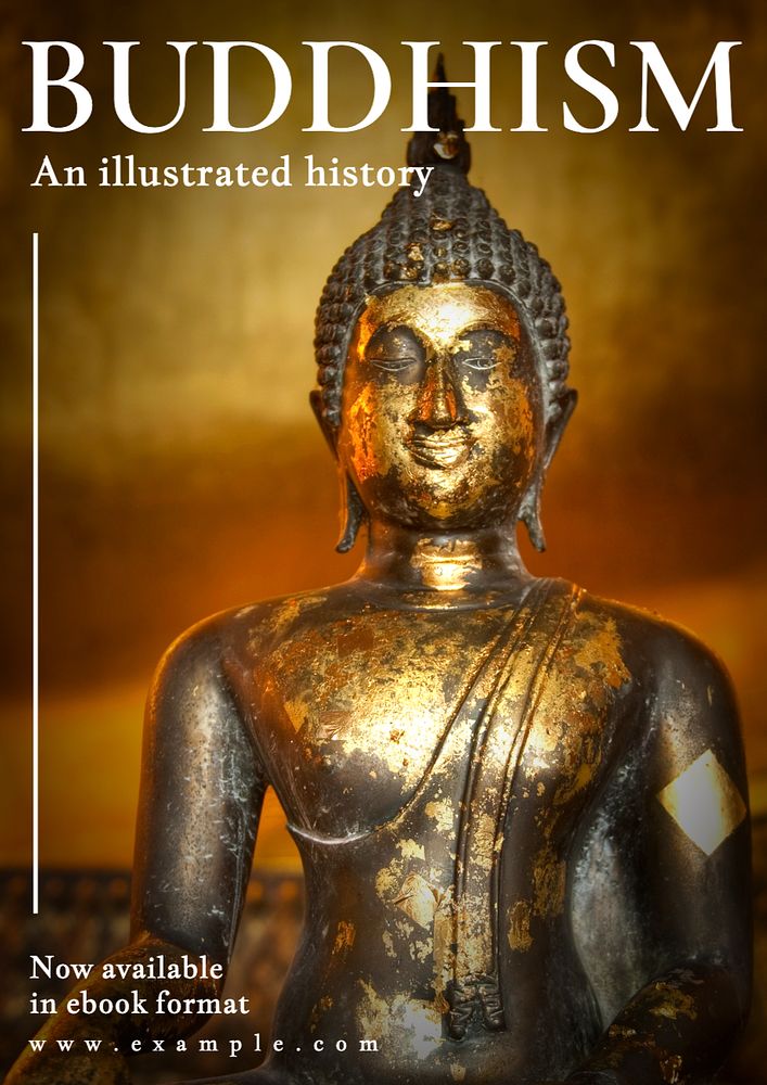 Buddhism history  poster template, editable text and design