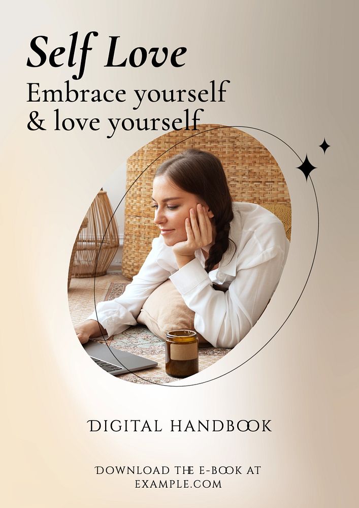 Self love ebook  poster template, editable text and design