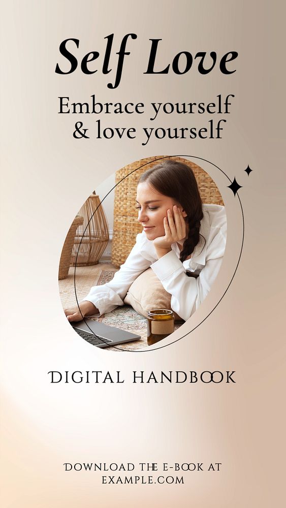 Self love ebook  Instagram story template, editable text