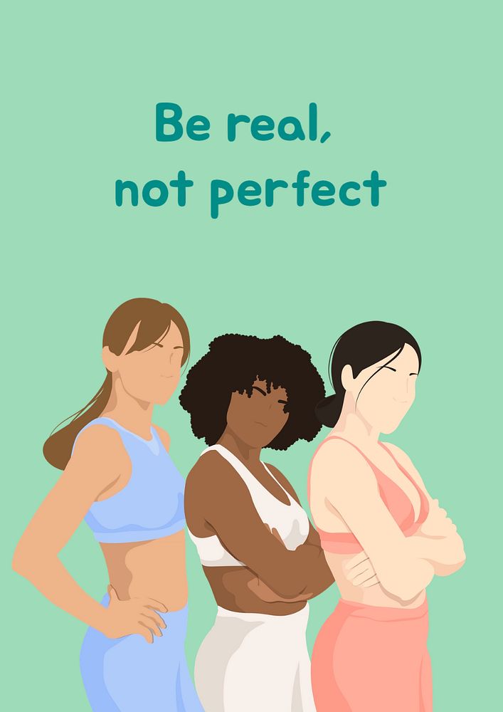 Be real, not perfect poster template, editable text and design