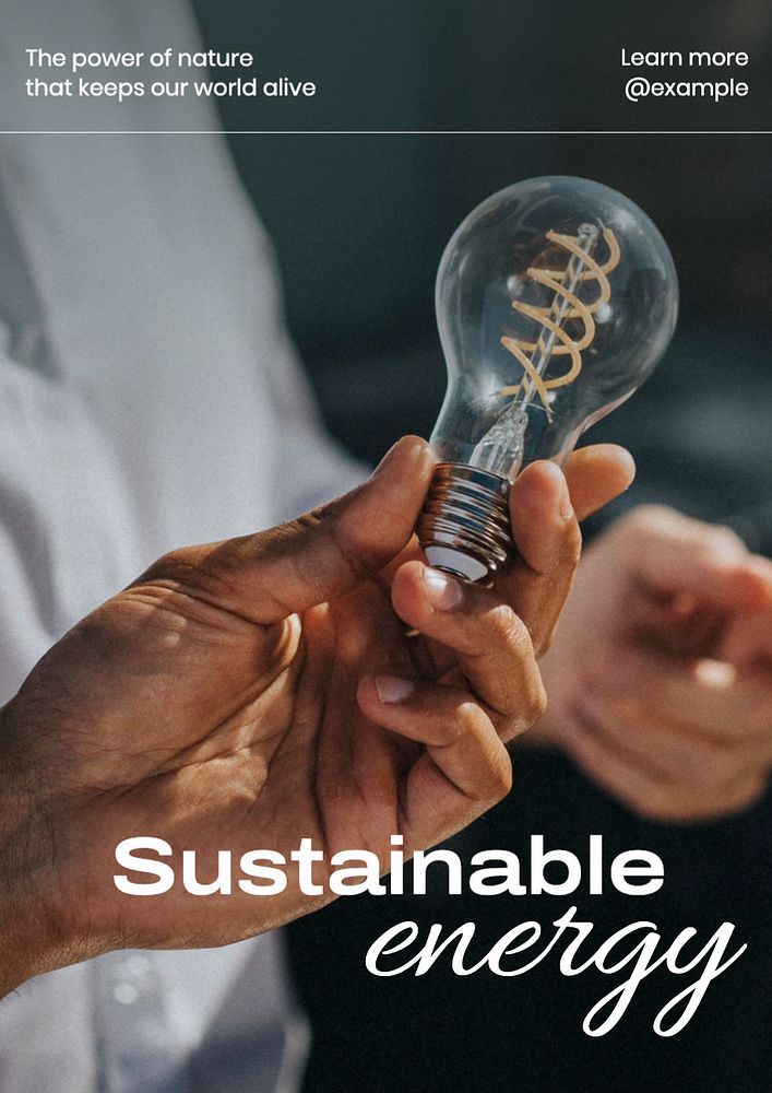 Sustainable energy  poster template, editable text and design