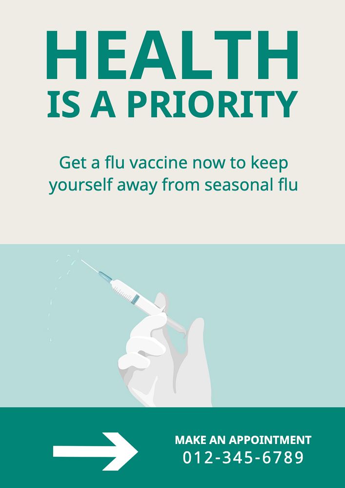 Flu vaccine  poster template, editable text and design