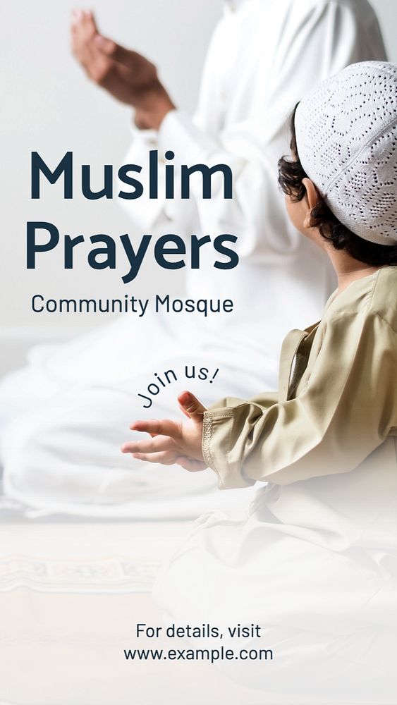 Muslim prayers  Instagram story template, editable text