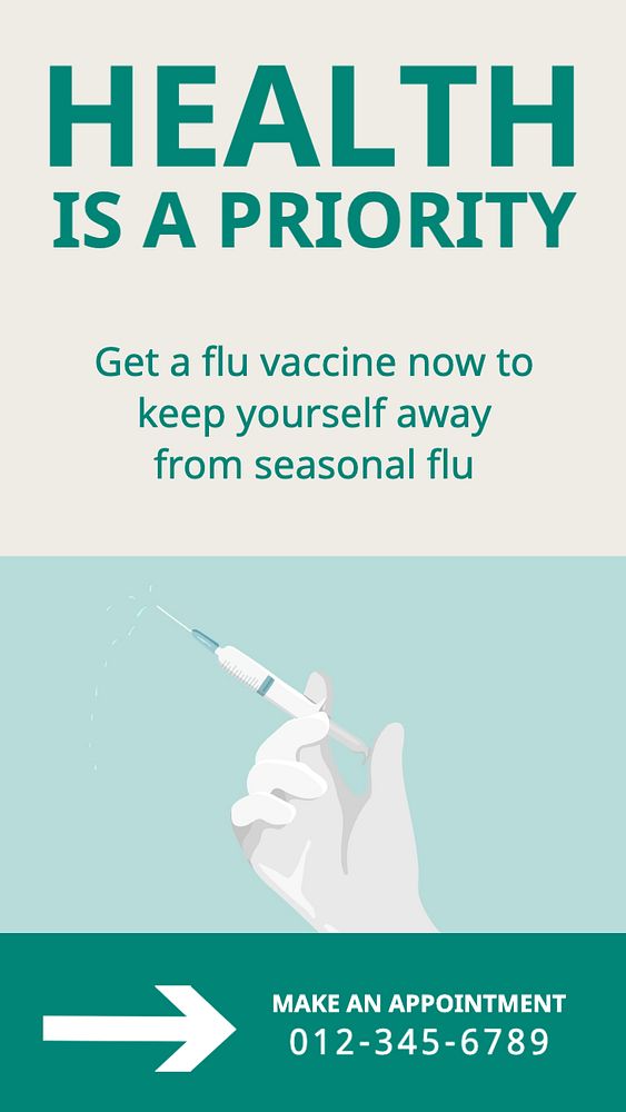 Flu vaccine  Instagram story template, editable text