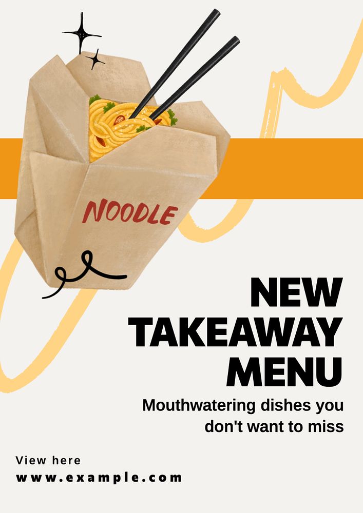 New takeaway menu poster template, editable text and design