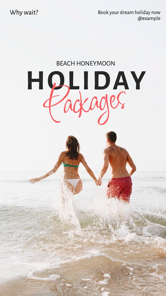 Beach honeymoon holiday Instagram story template, editable text