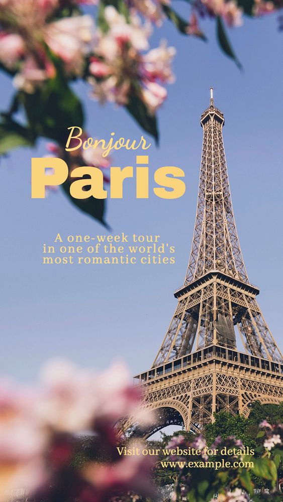 Paris travel Instagram story template, editable text