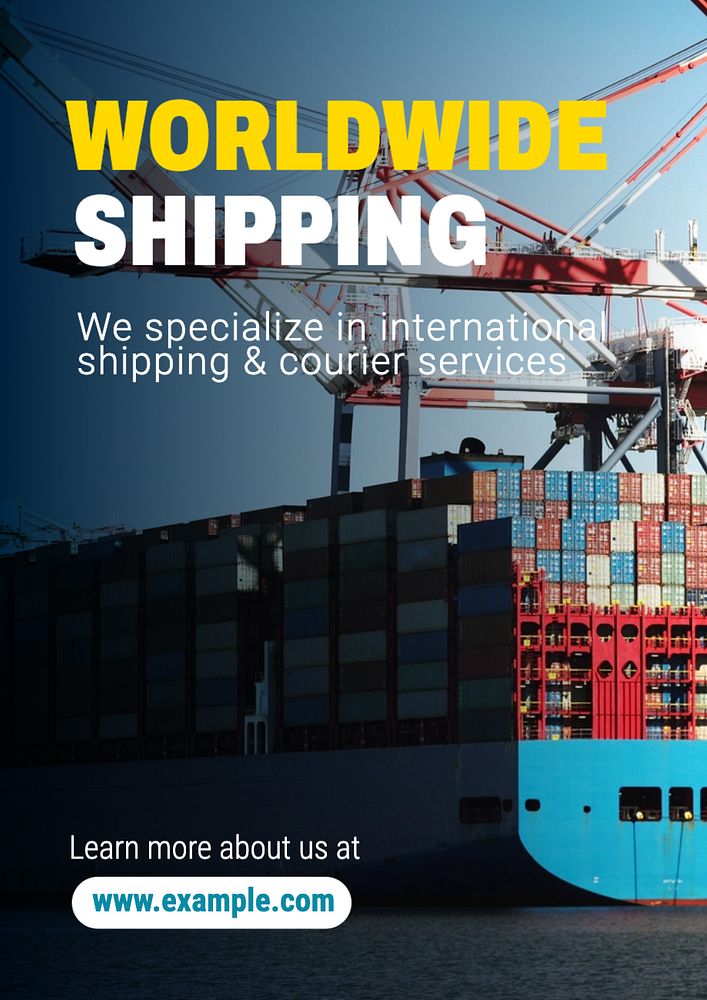 Worldwide shipping  poster template, editable text and design