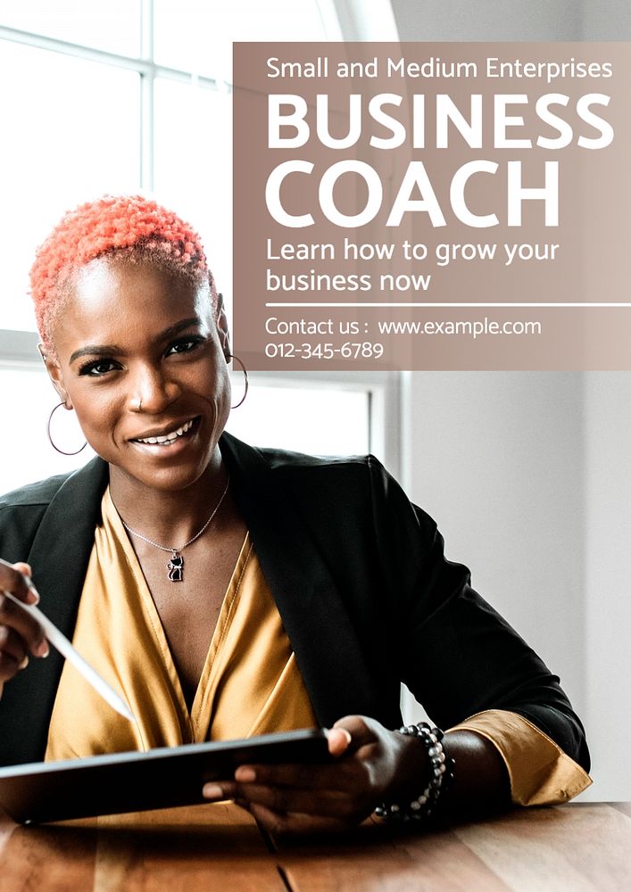 Business coach  poster template, editable text and design