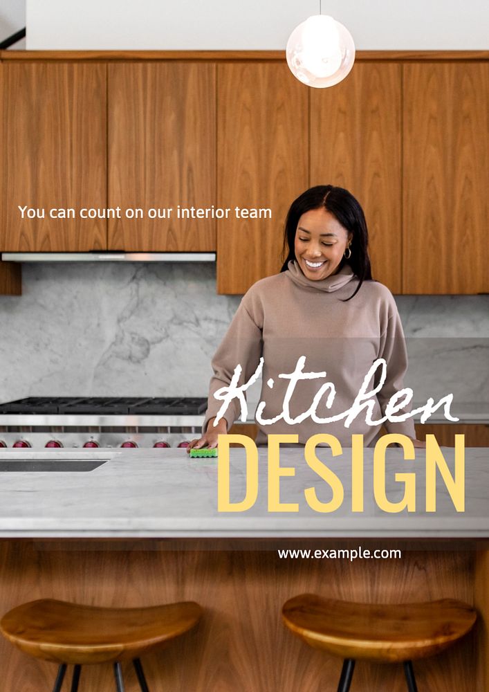 Kitchen design  poster template, editable text and design