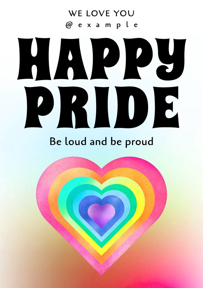 Happy pride month poster template, editable text and design