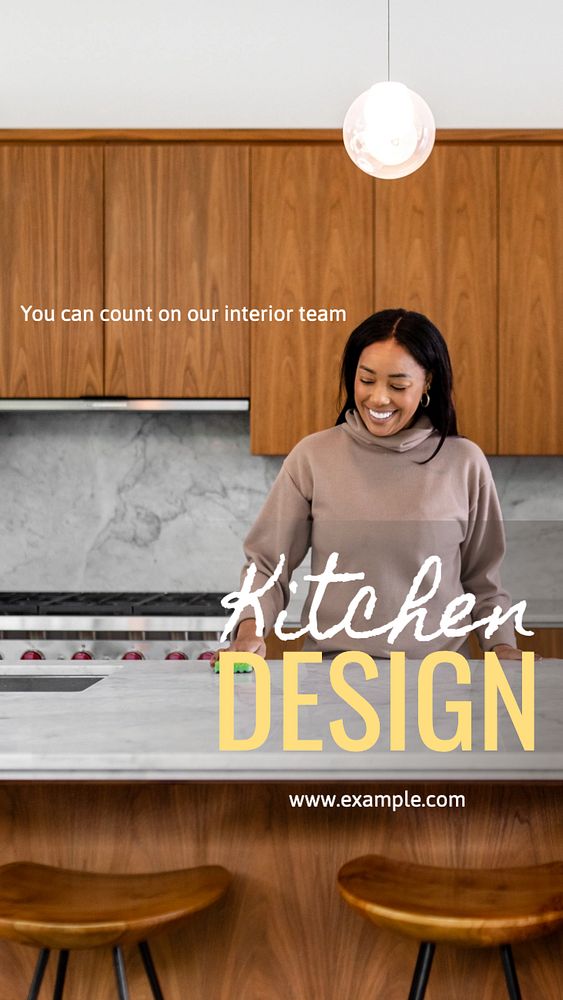 Kitchen design  Instagram story template, editable text