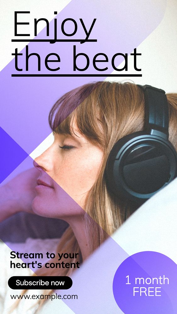 Music streaming  Instagram story template, editable text