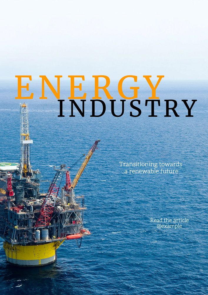 Energy industry  poster template, editable text and design