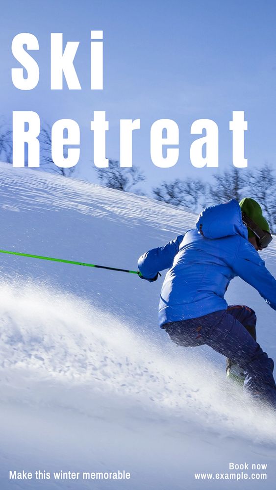 Ski retreat  Instagram story template, editable text