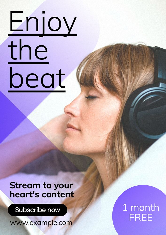 Music streaming  poster template, editable text and design