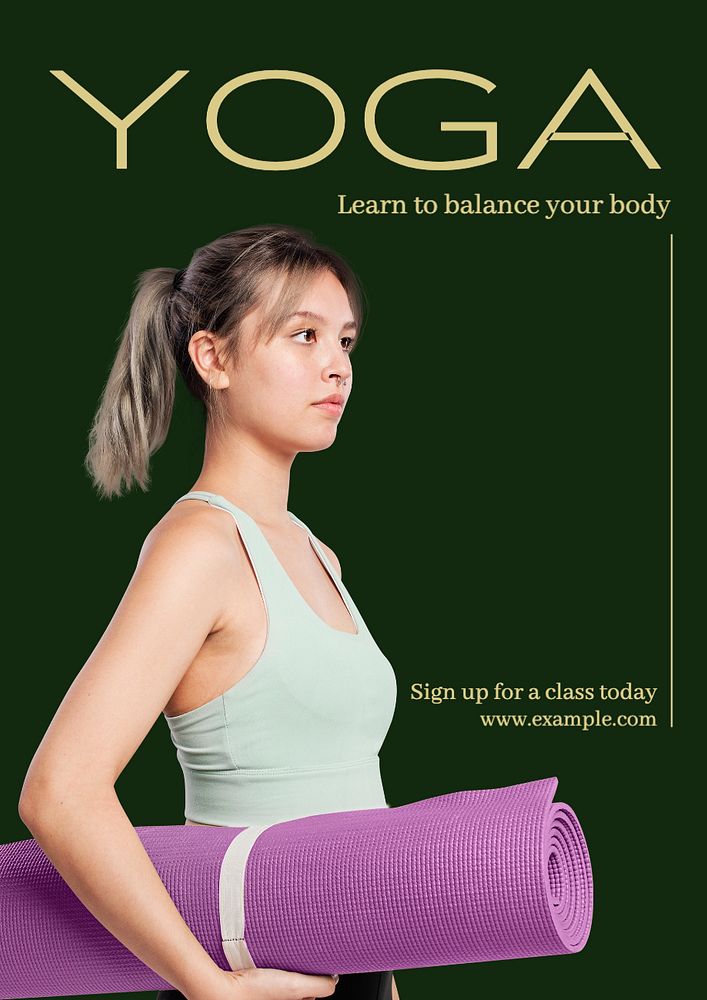 Yoga class poster template, editable text and design