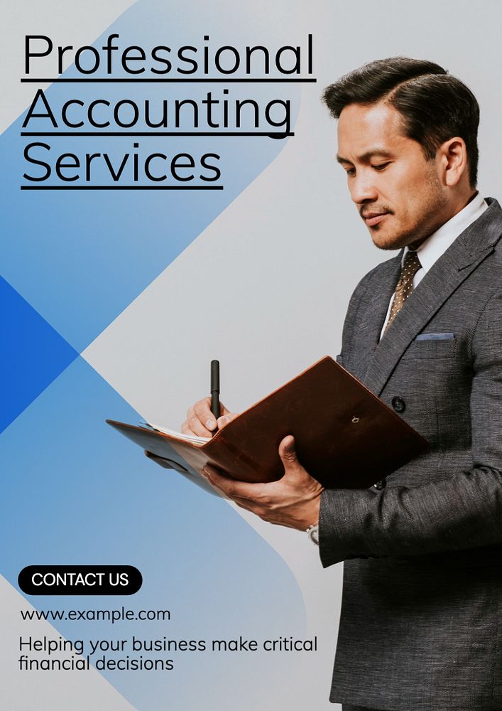 Professional accounting services  poster template, editable text and design