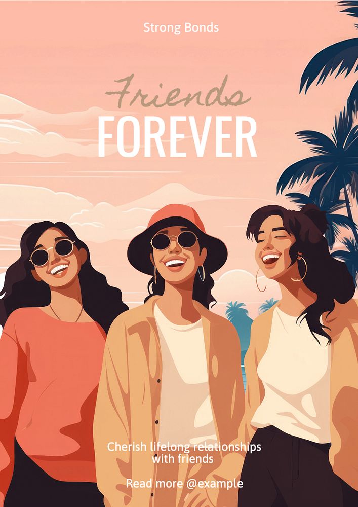 Friends forever poster template, editable text and design