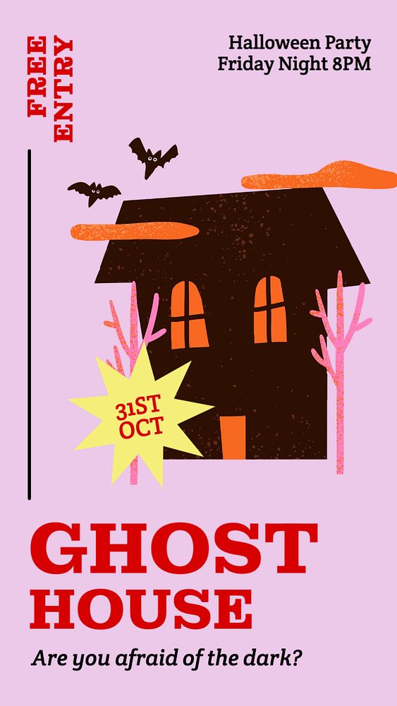 Ghost house Facebook story template, editable design