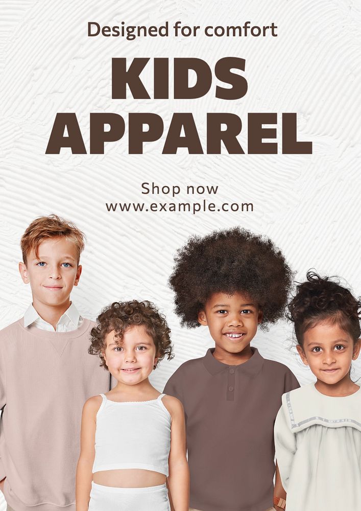 Kids apparel poster template, editable text and design