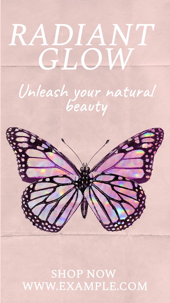 Glow & natural beauty Facebook story template, editable design