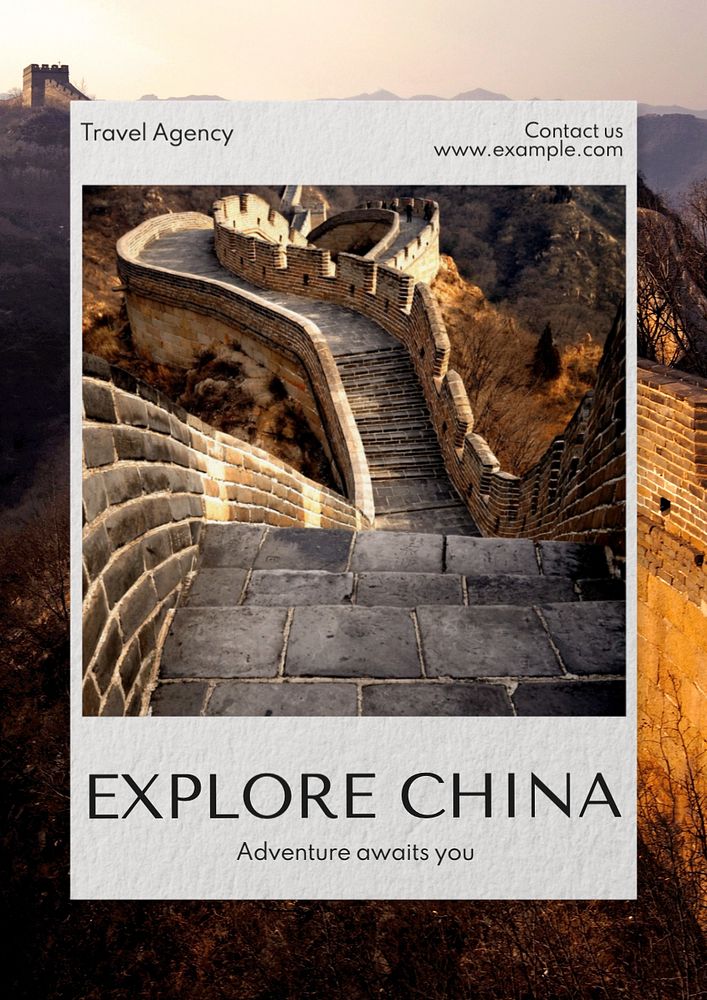 Explore Asia  poster template, editable text and design