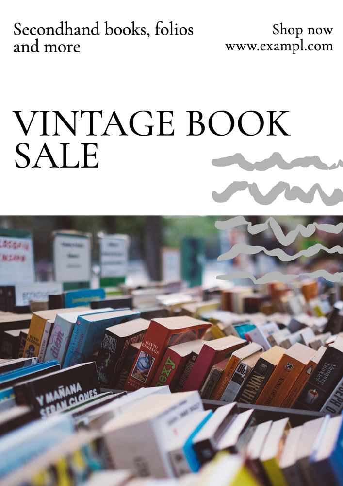 Vintage book sale  poster template, editable text and design