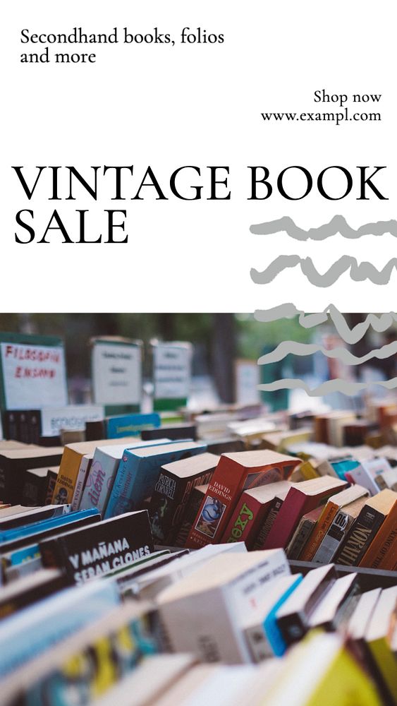 Vintage book sale  Instagram story template, editable text