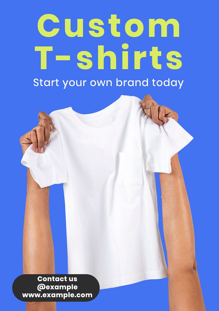 Custom t-shirts poster template, editable text and design