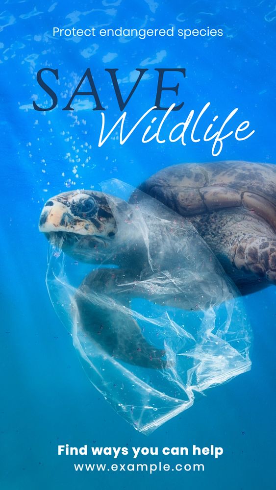 Save wildlife Instagram story template, editable text