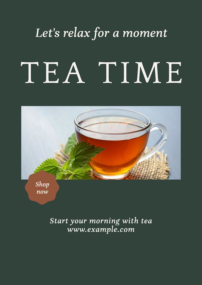 Tea time  poster template, editable text and design