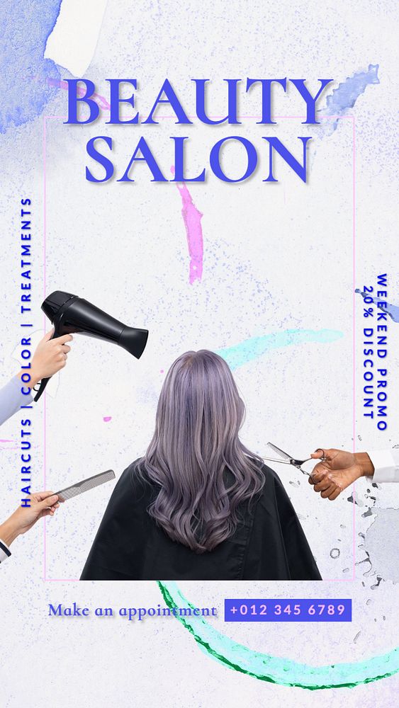 Beauty salon Facebook story template, editable design