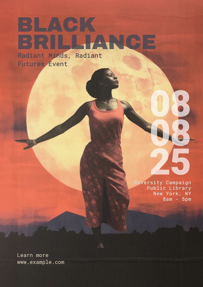 Black brilliance event poster template, editable text and design