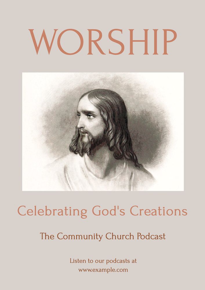 Worship god  poster template, editable text and design