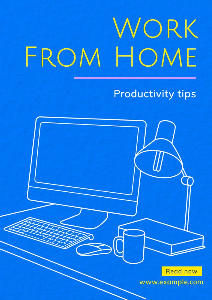 Work from home poster template, editable text and design