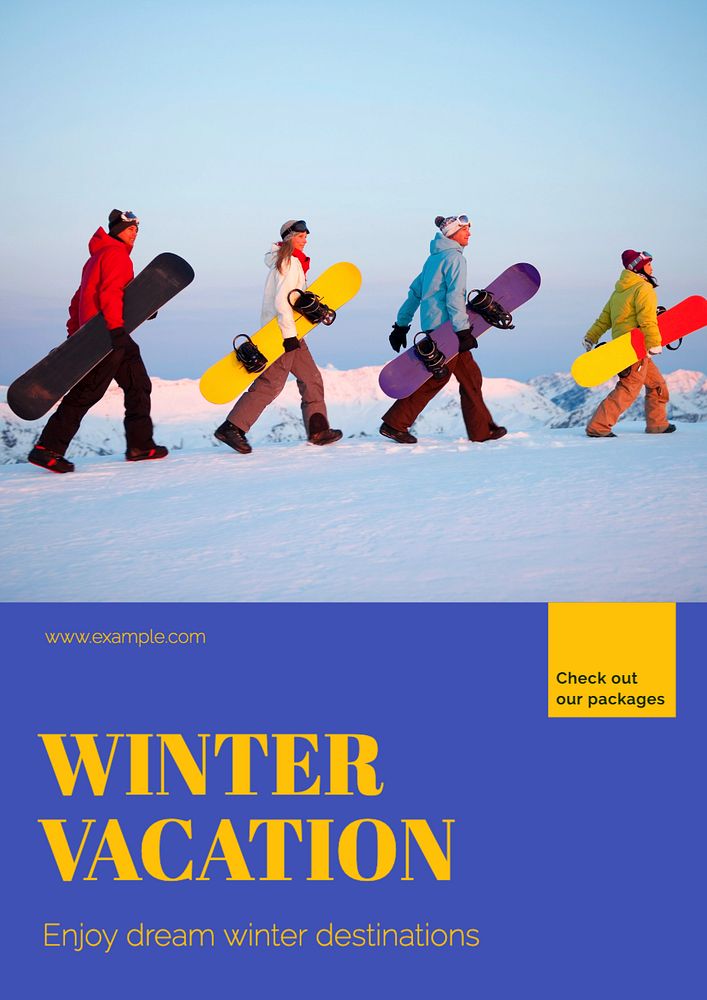 Winter vacation  poster template, editable text and design