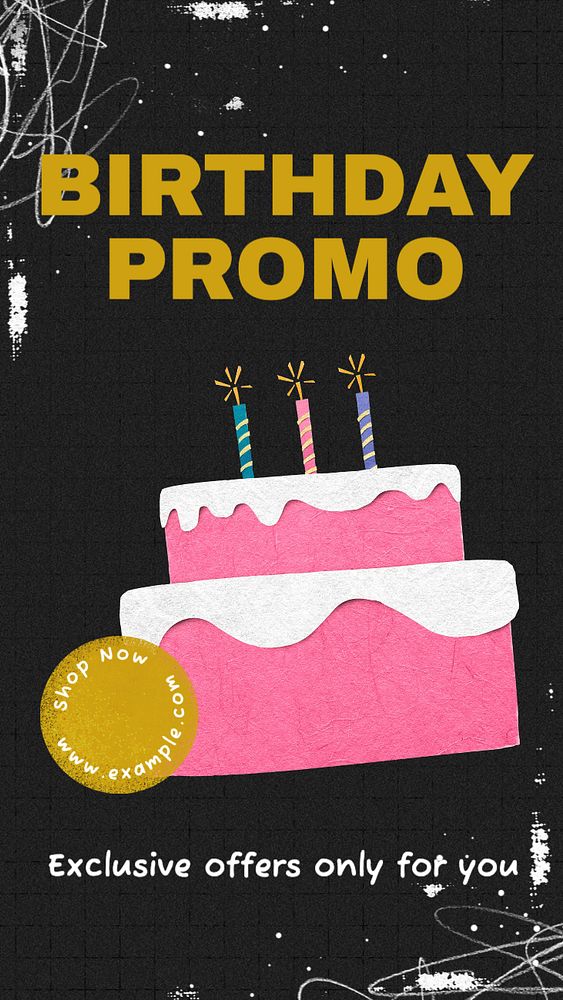 Birthday promo Facebook story template, editable design